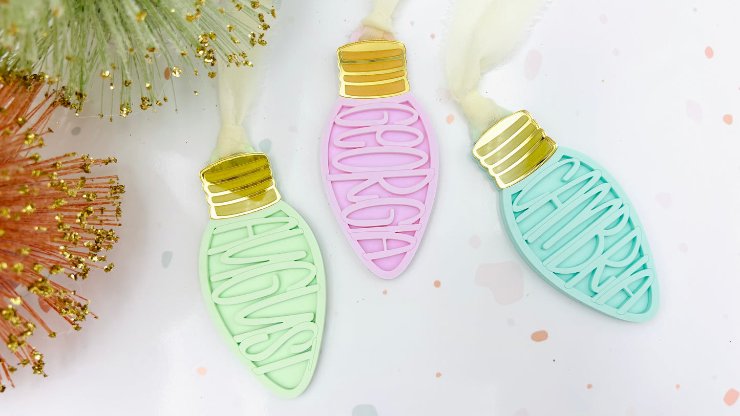 Vintage Light Personalized Christmas Ornament