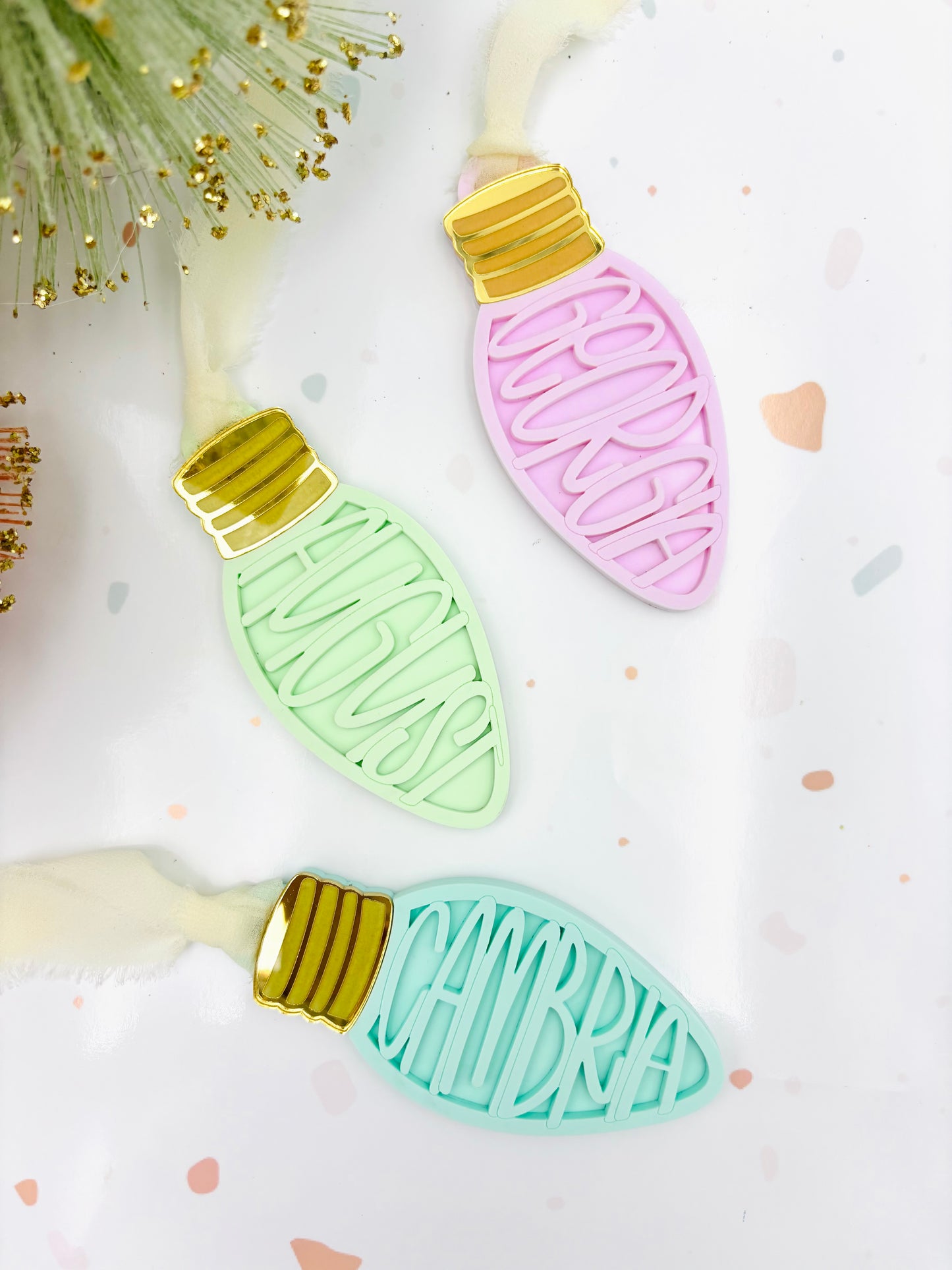 Vintage Light Personalized Christmas Ornament