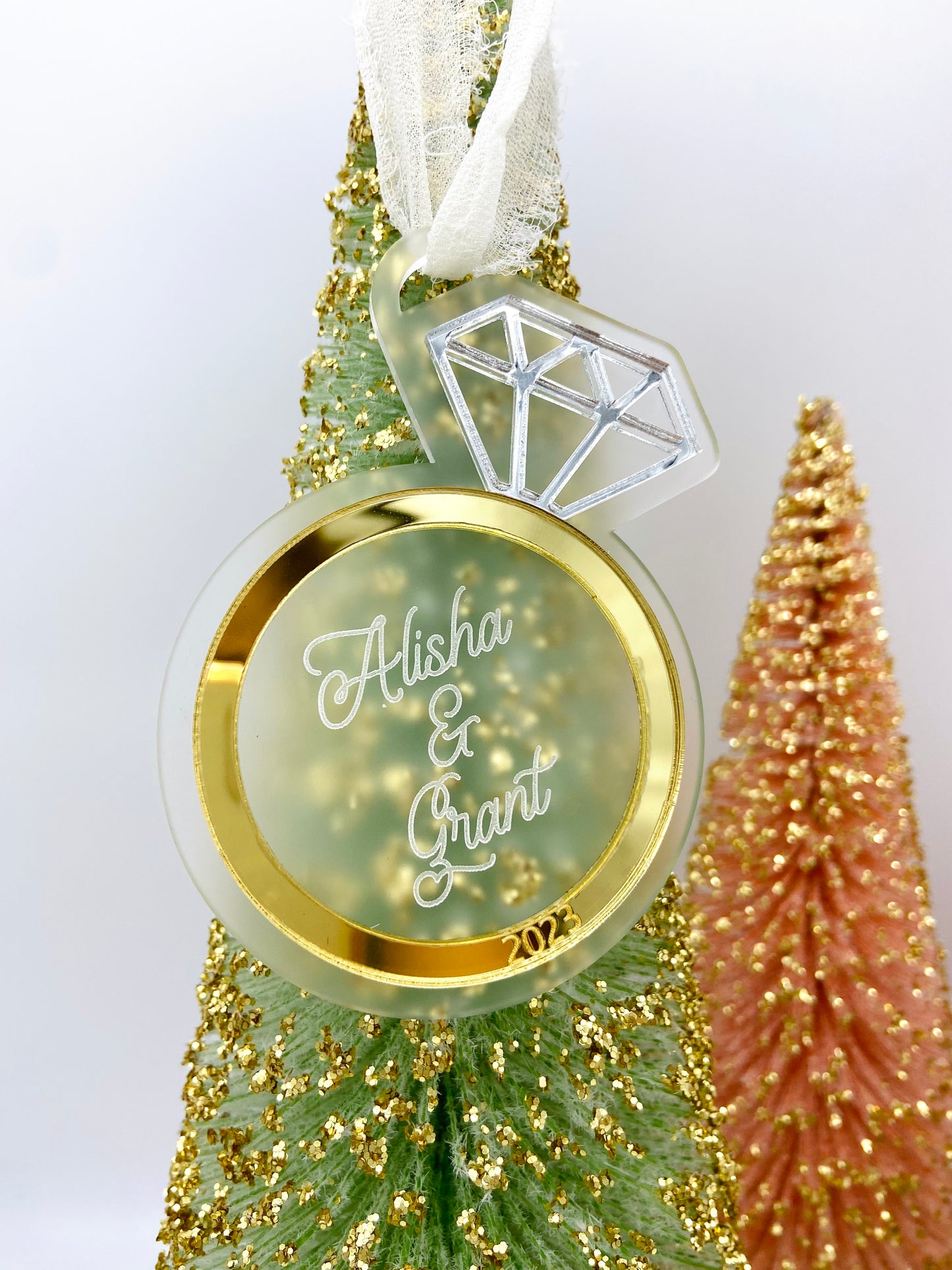 Engagement Ring Personalized Christmas ornament