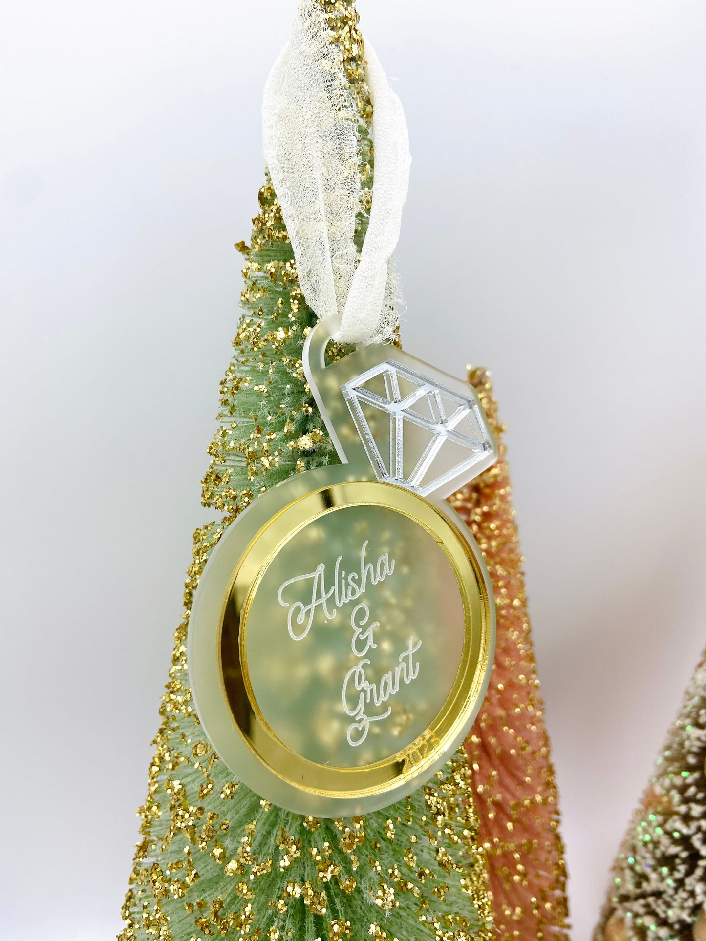 Engagement Ring Personalized Christmas ornament