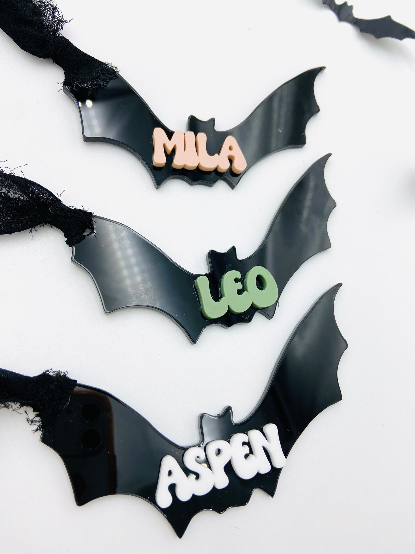 Halloween bat bag tags