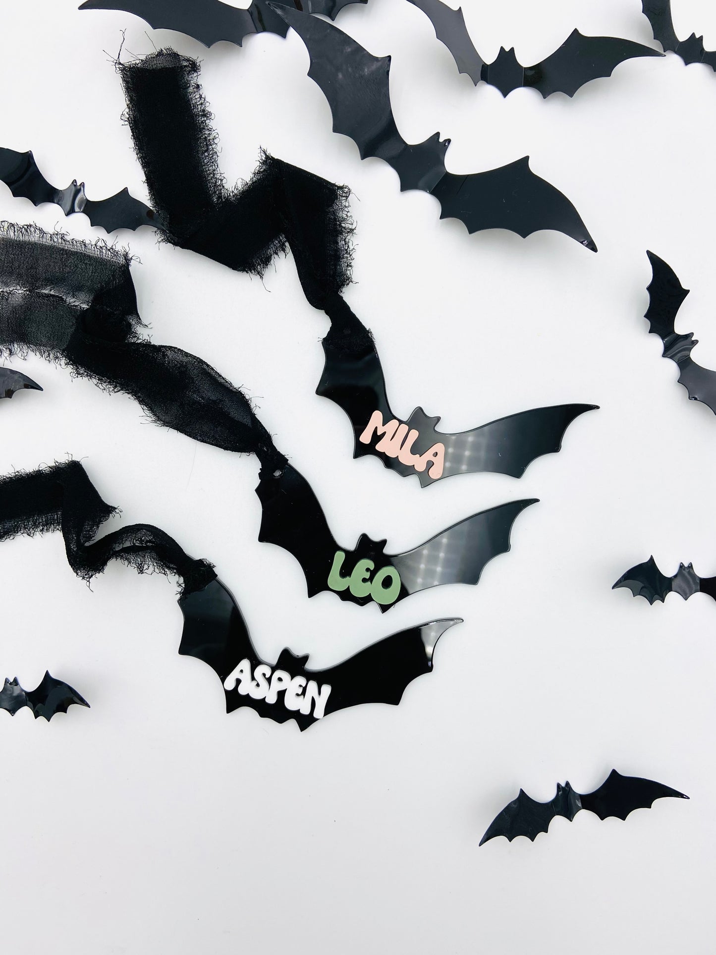 Halloween bat bag tags