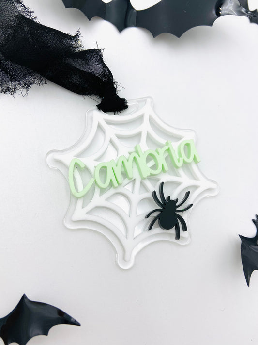 Halloween spiderweb bag tags