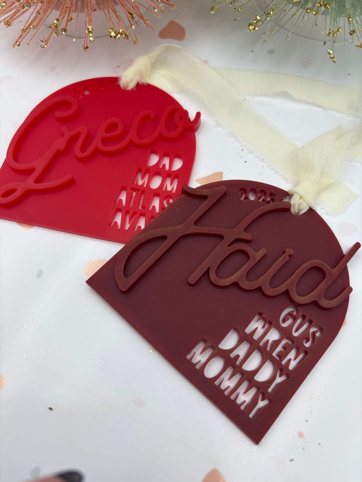 Last Name Arch Family Christmas Ornament