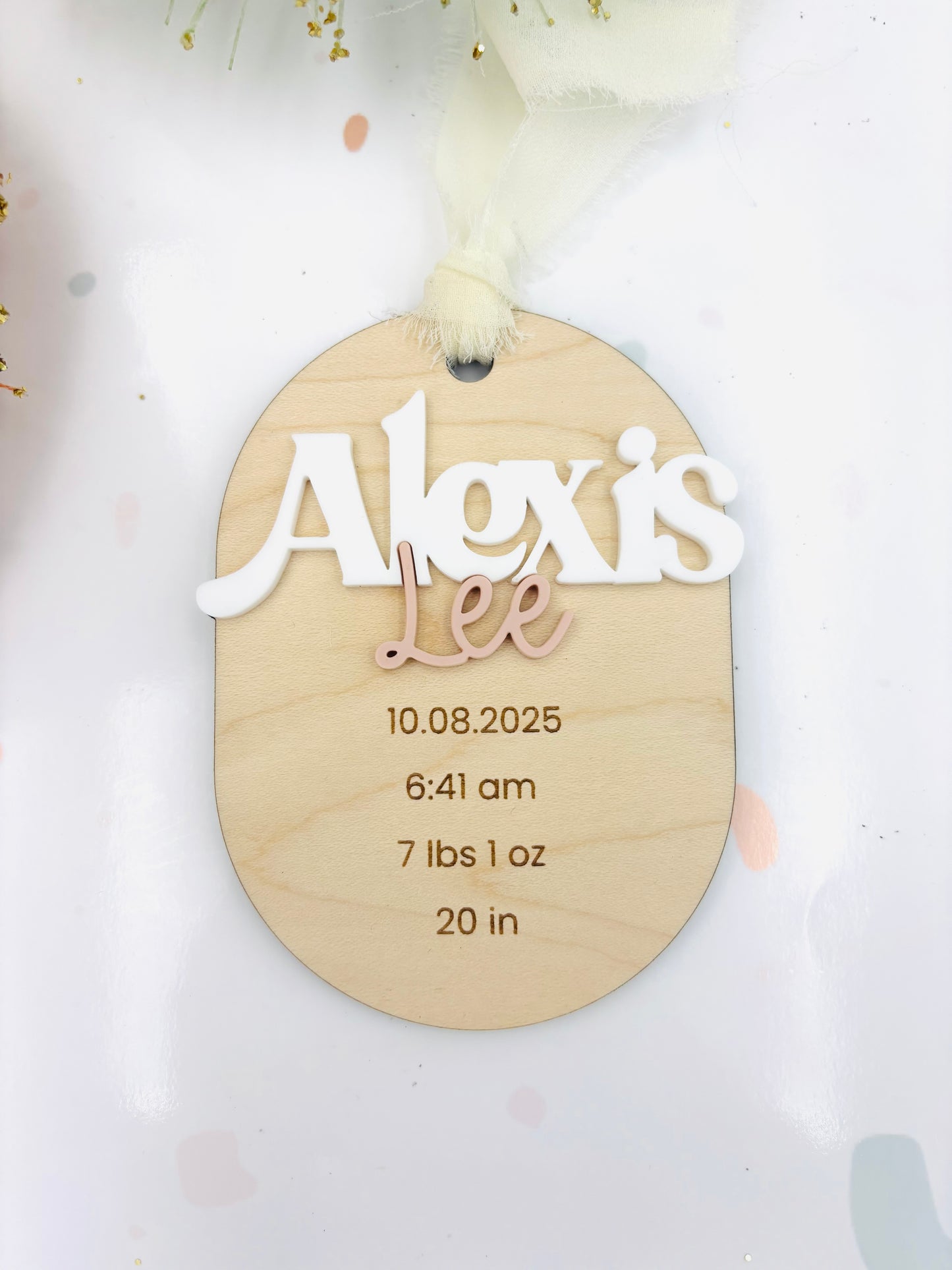 Birth Stats Modern Baby Christmas Ornament