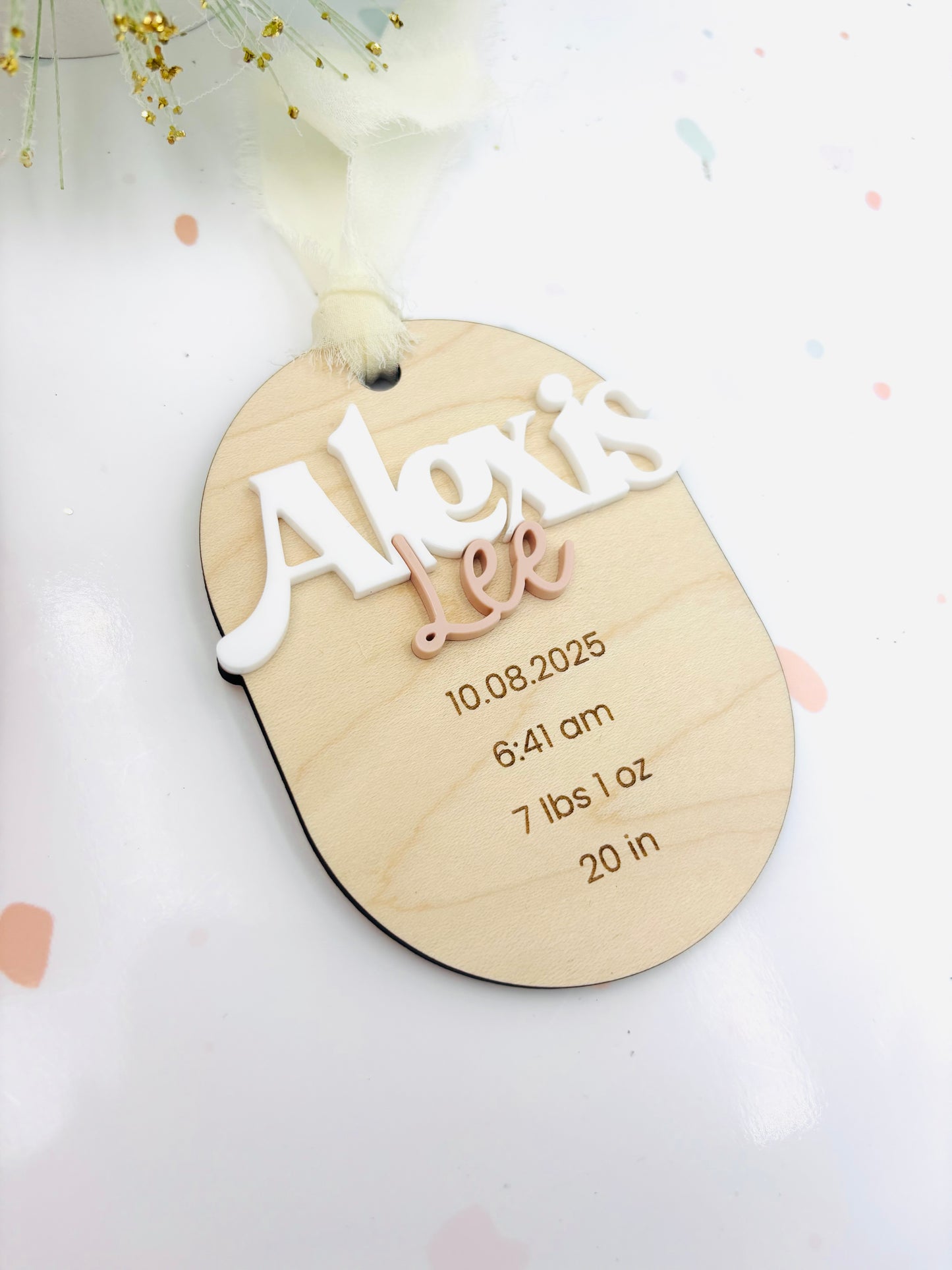 Birth Stats Modern Baby Christmas Ornament