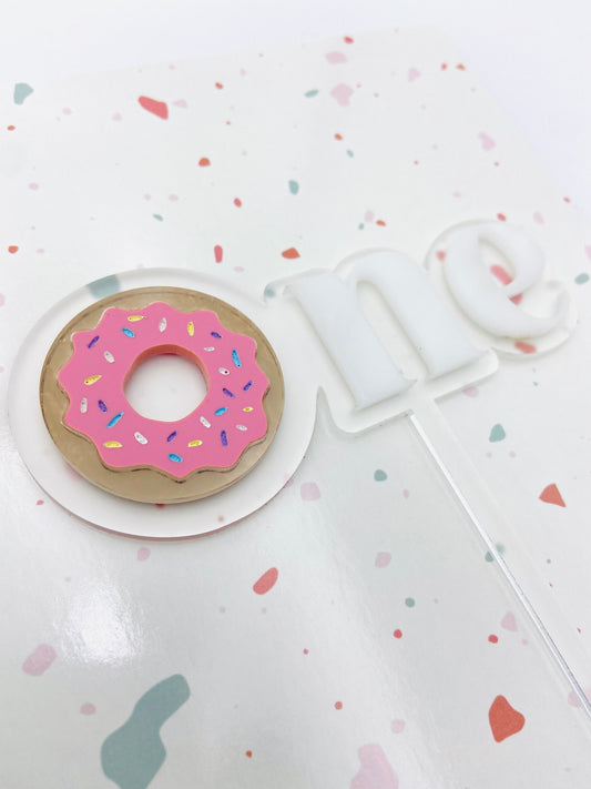 Doughnut - first birthday acrylic cake topper