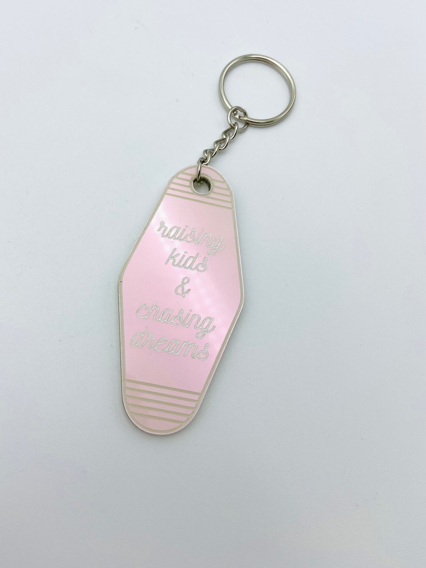 Raising kids & chasing dreams - vintage motel keychain