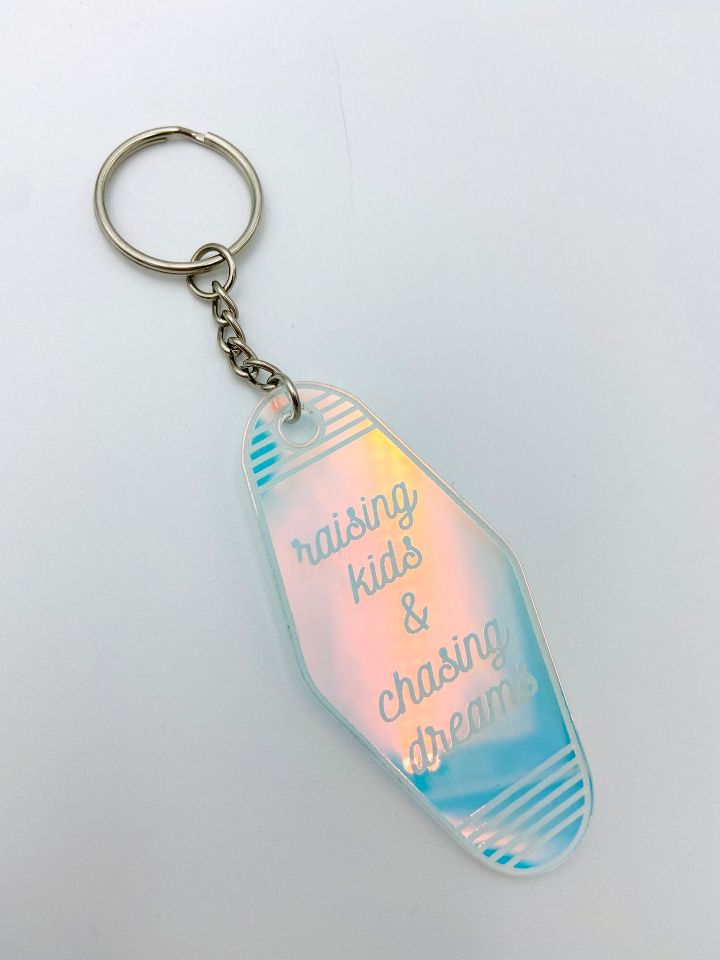 Raising kids & chasing dreams - vintage motel keychain