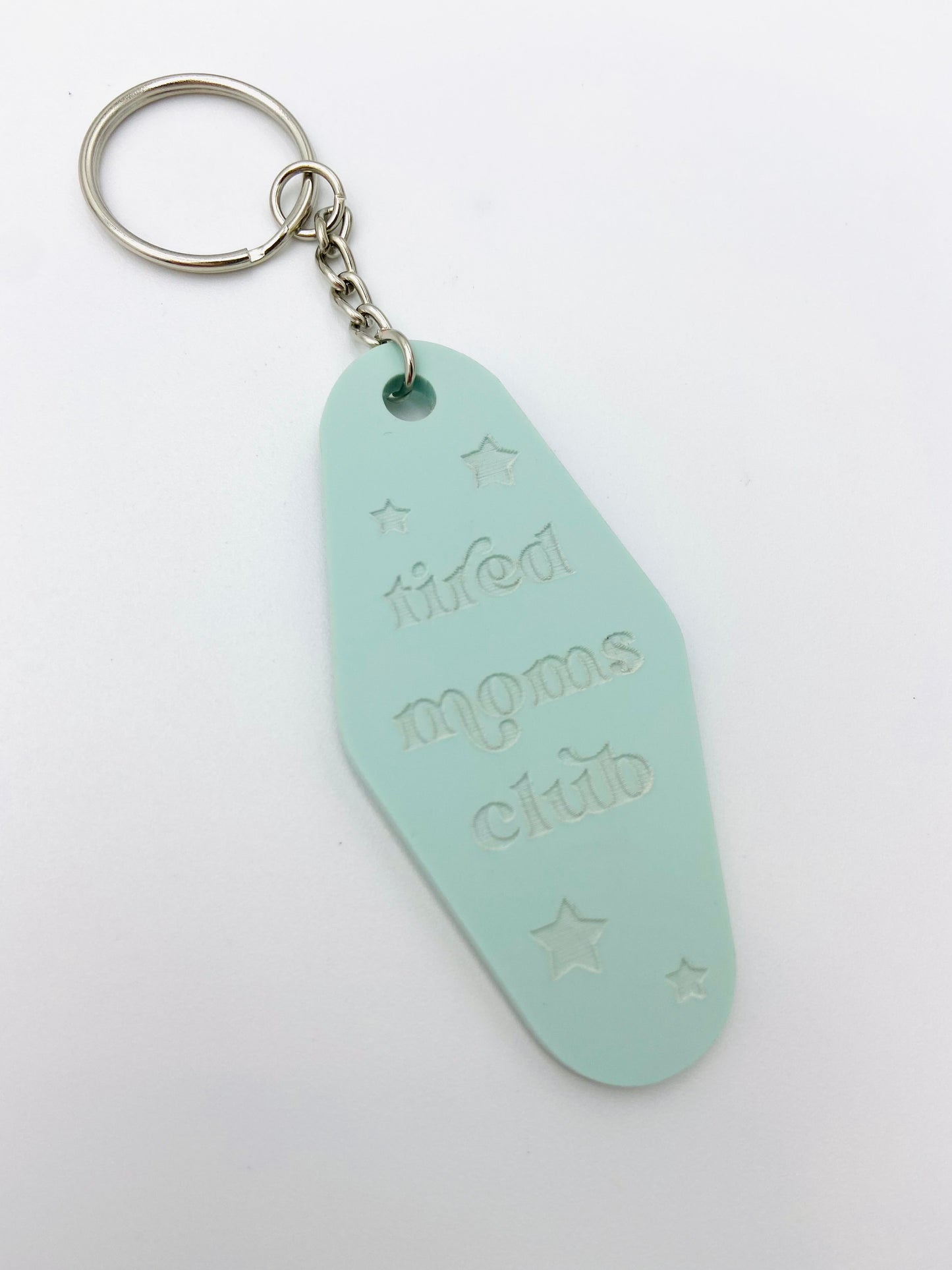 Tired moms club - vintage motel keychain