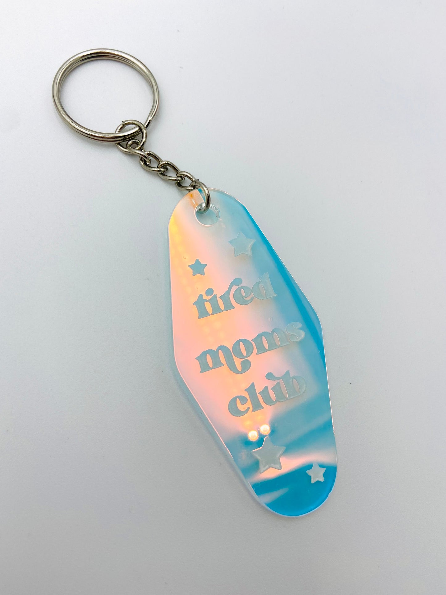 Tired moms club - vintage motel keychain