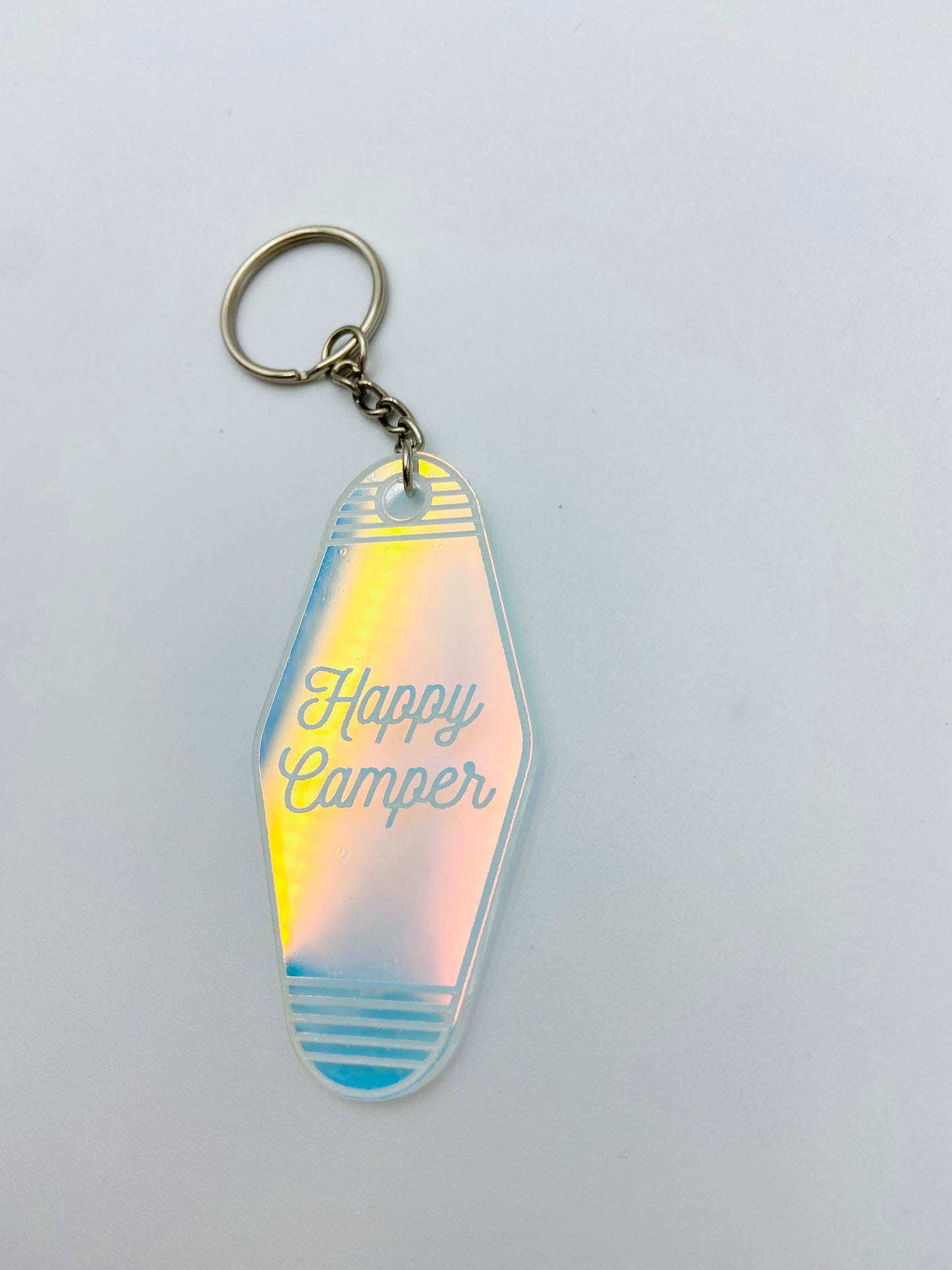 Happy Camper - vintage motel keychain