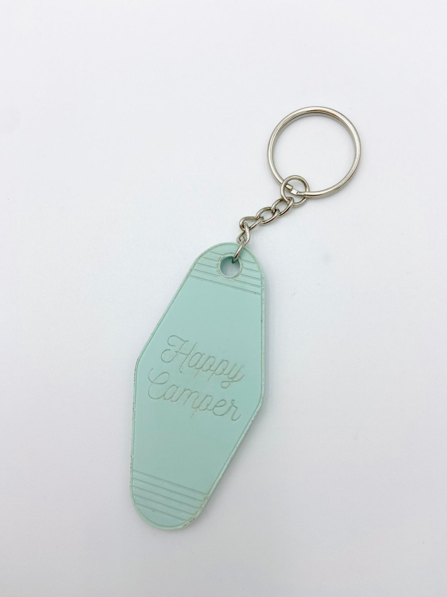 Happy Camper - vintage motel keychain