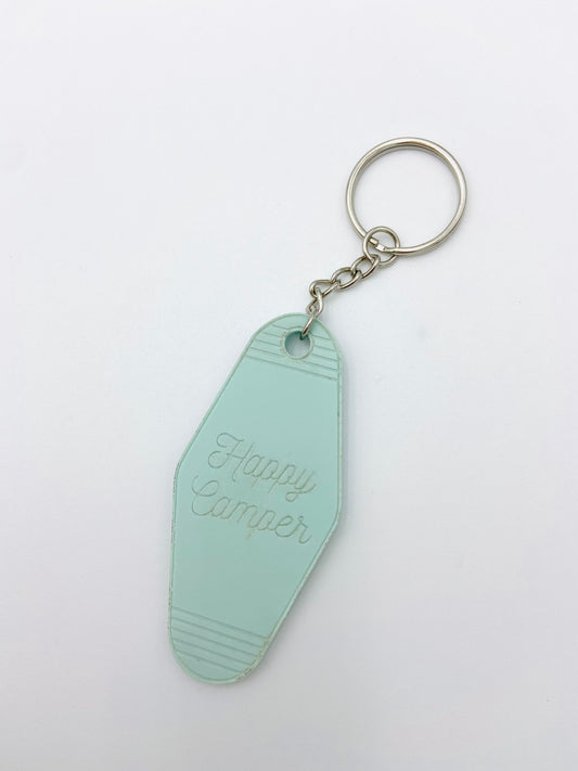 Happy Camper - vintage motel keychain