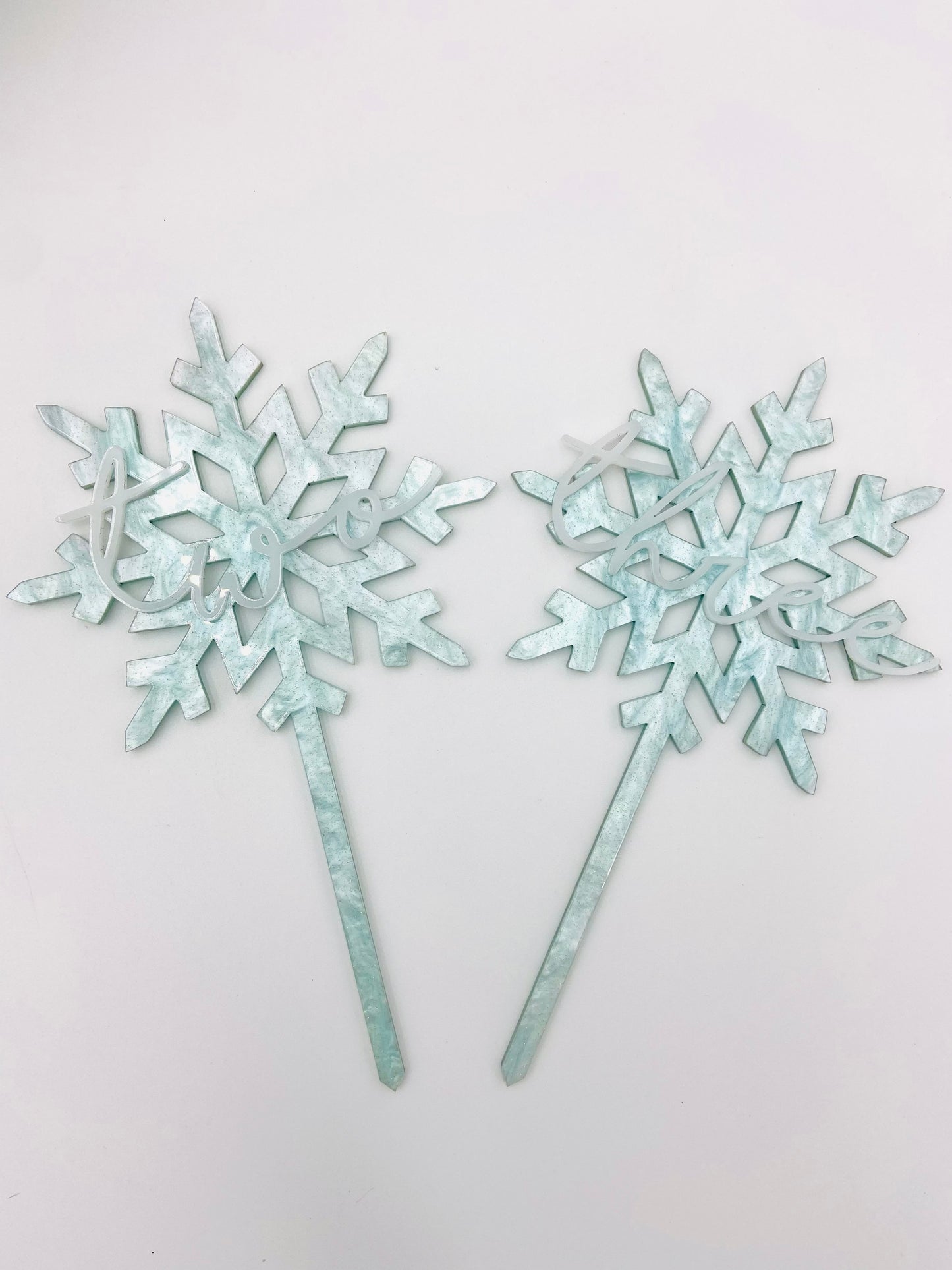 Snowflake acrylic cake topper