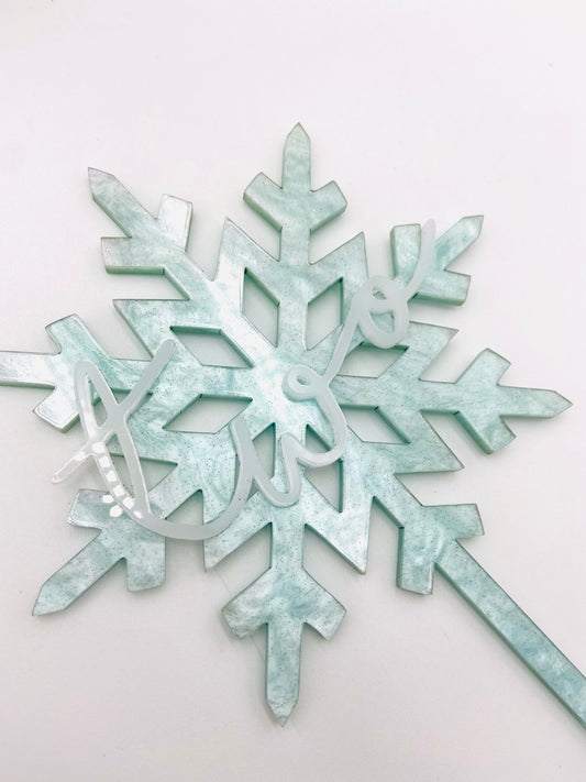 Snowflake acrylic cake topper