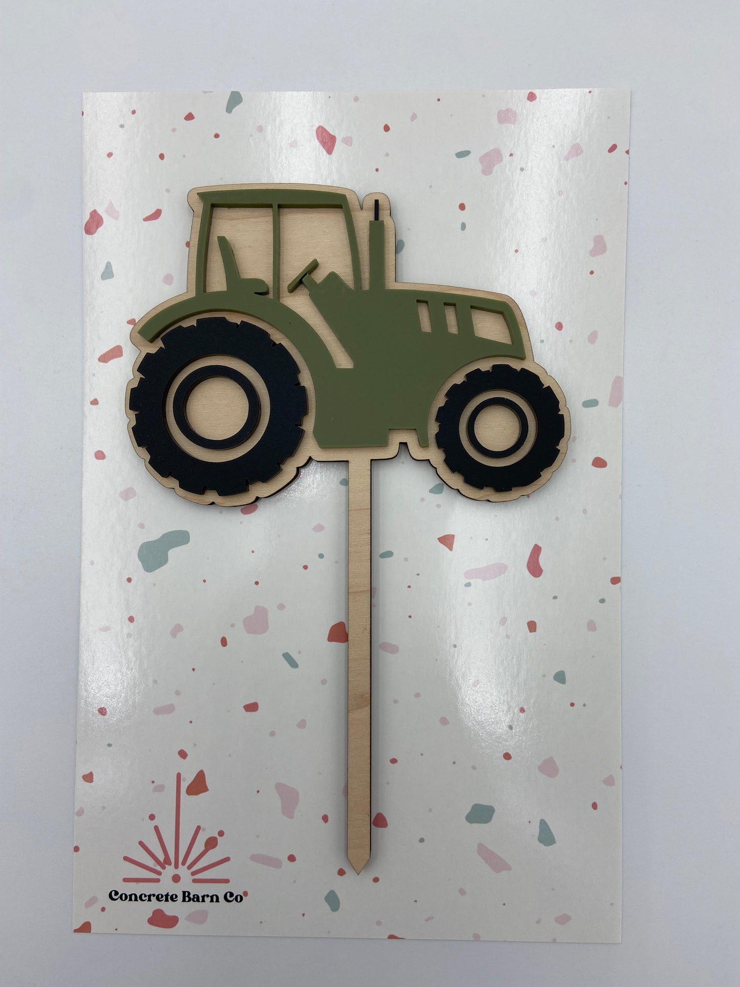 Tractor wood and acrylic cake topper