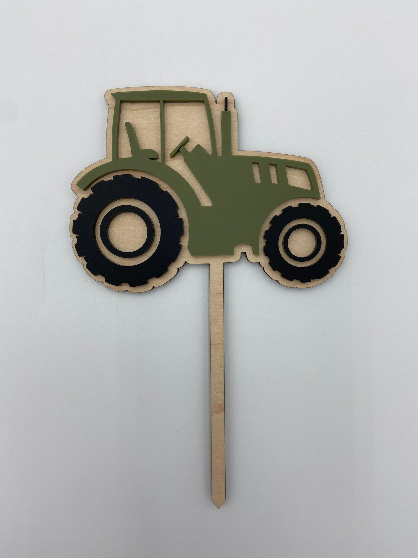 Tractor wood and acrylic cake topper