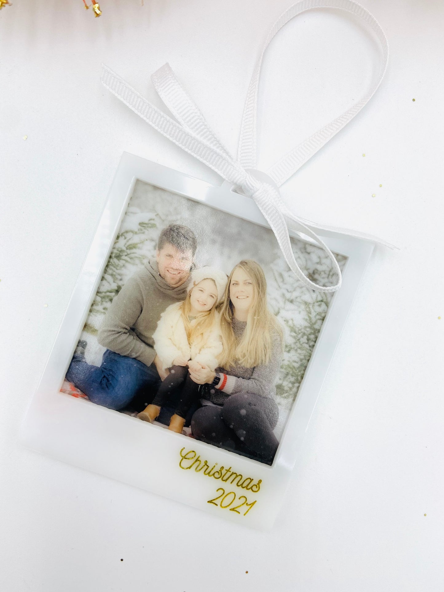 Polaroid style Christmas ornament - single photo