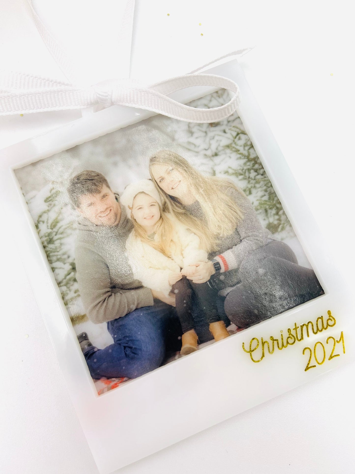 Polaroid style Christmas ornament - single photo