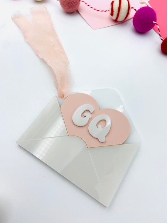 Envelope and heart Valentine's tag