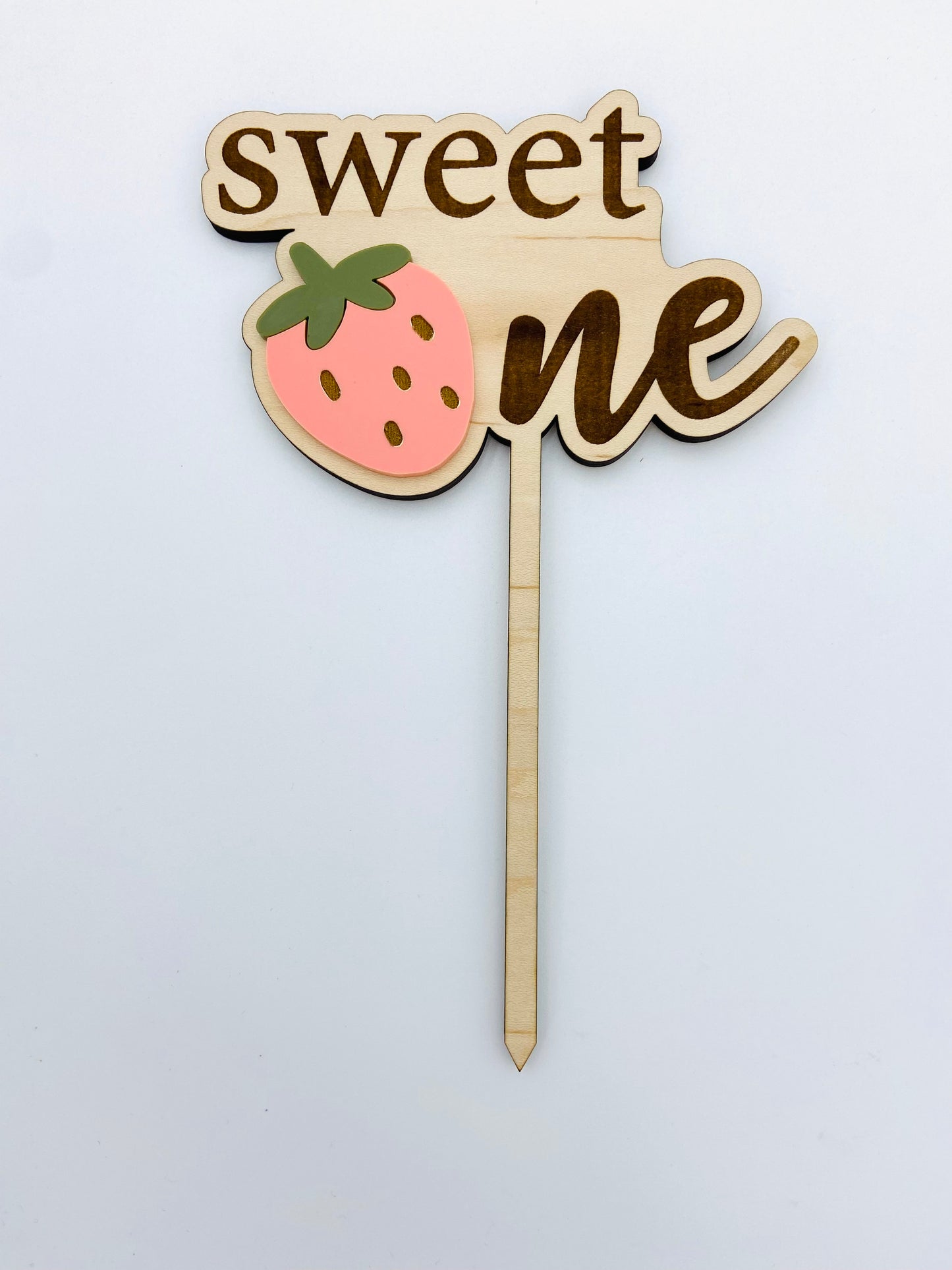 Strawberry Sweet one - first birthday acrylic cake topper