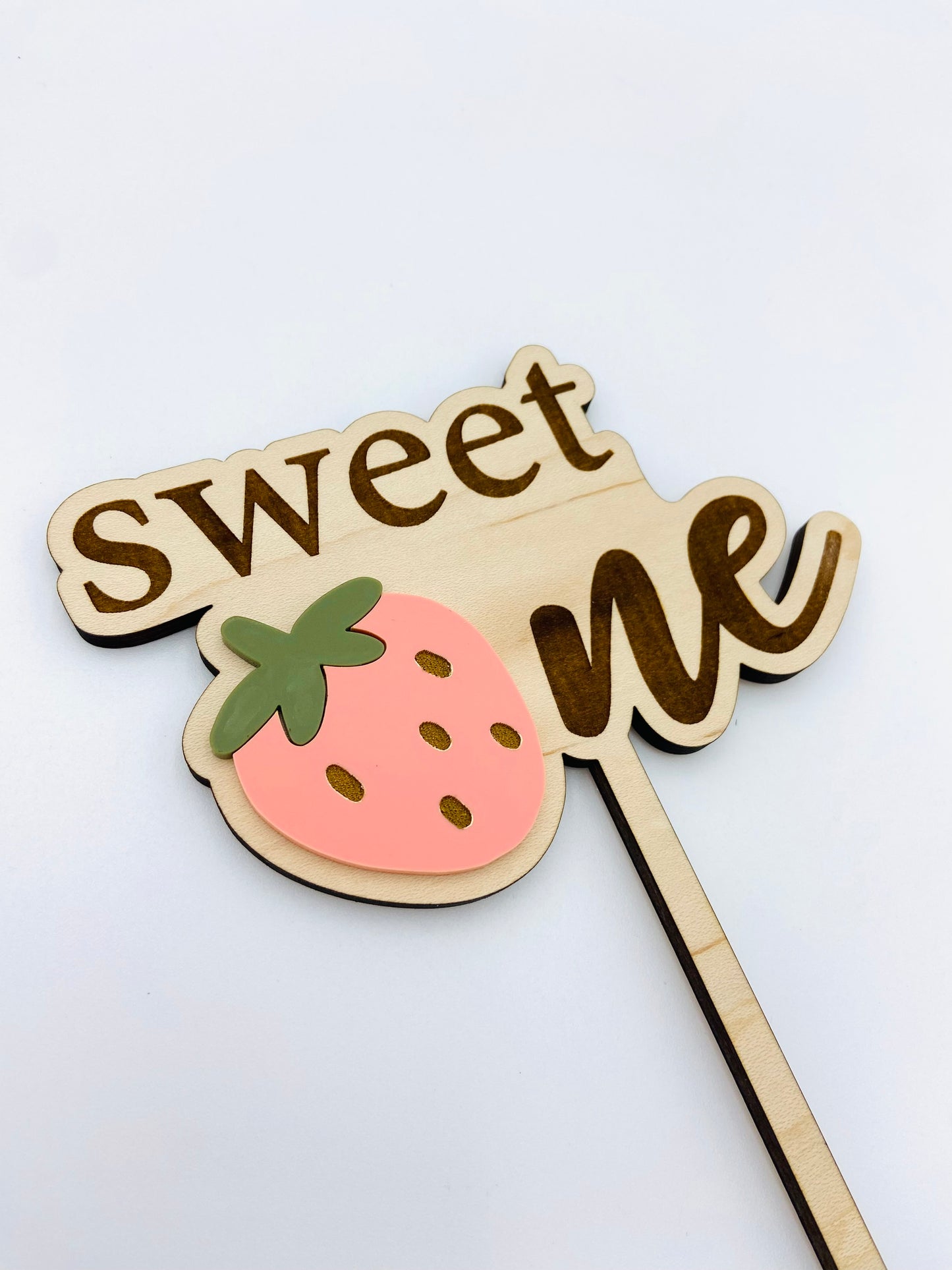 Strawberry Sweet one - first birthday acrylic cake topper