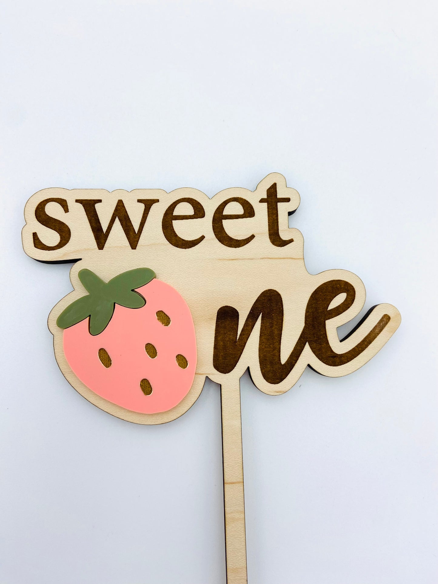 Strawberry Sweet one - first birthday acrylic cake topper