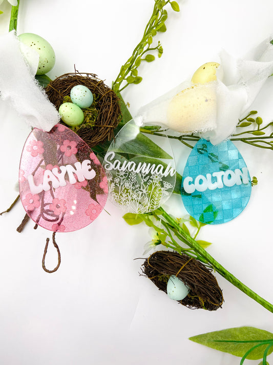 Acrylic Easter egg basket tags