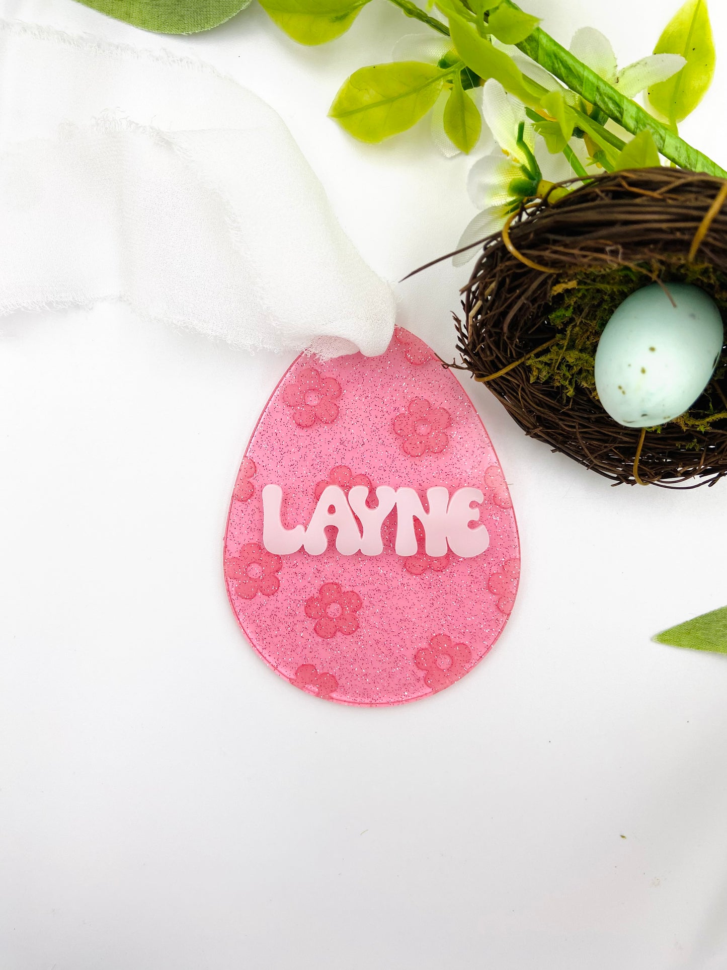 Acrylic Easter egg basket tags