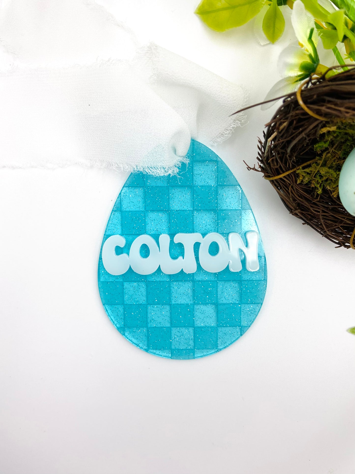 Acrylic Easter egg basket tags