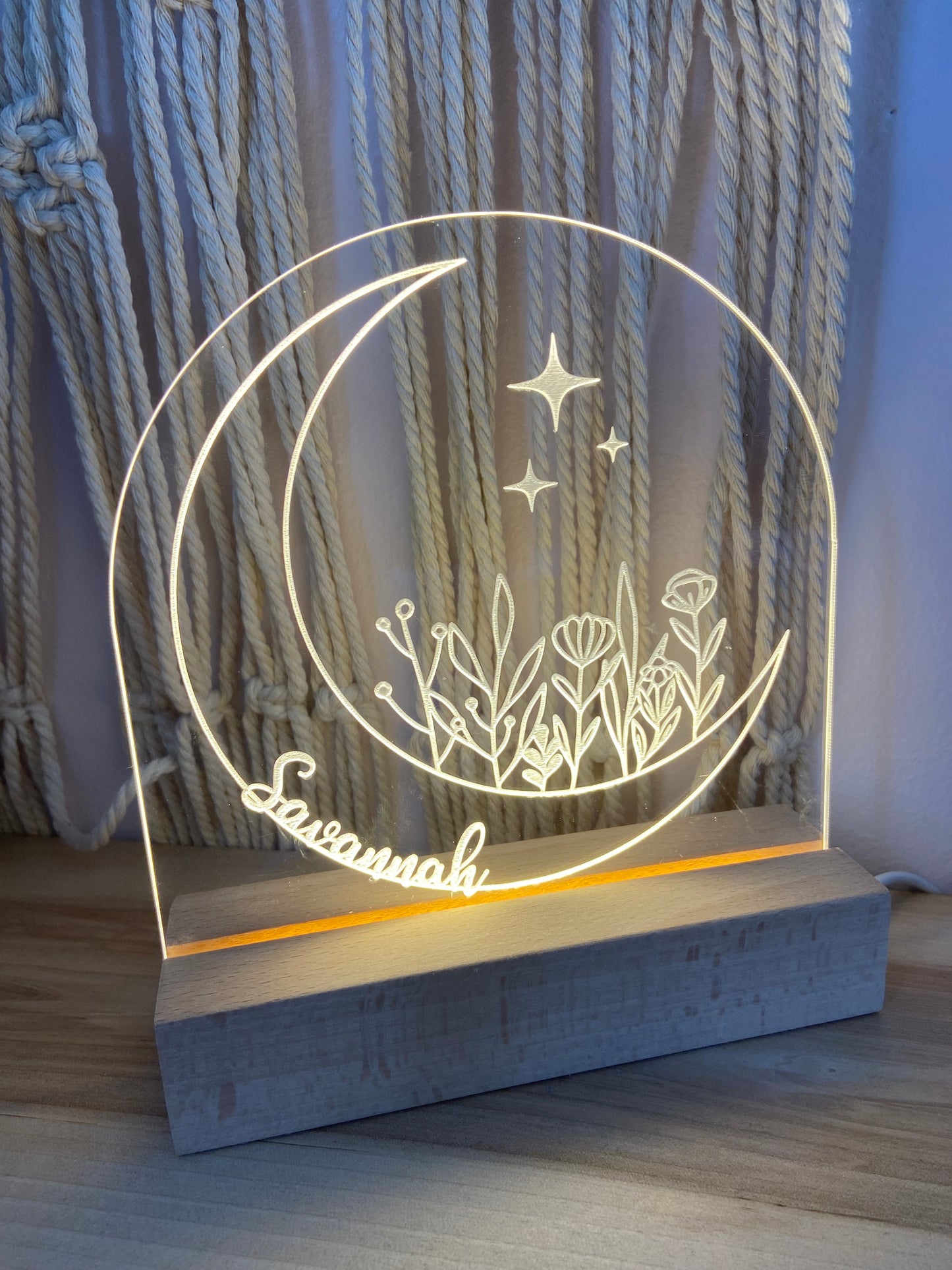 Personalized Floral Moon LED nightlight