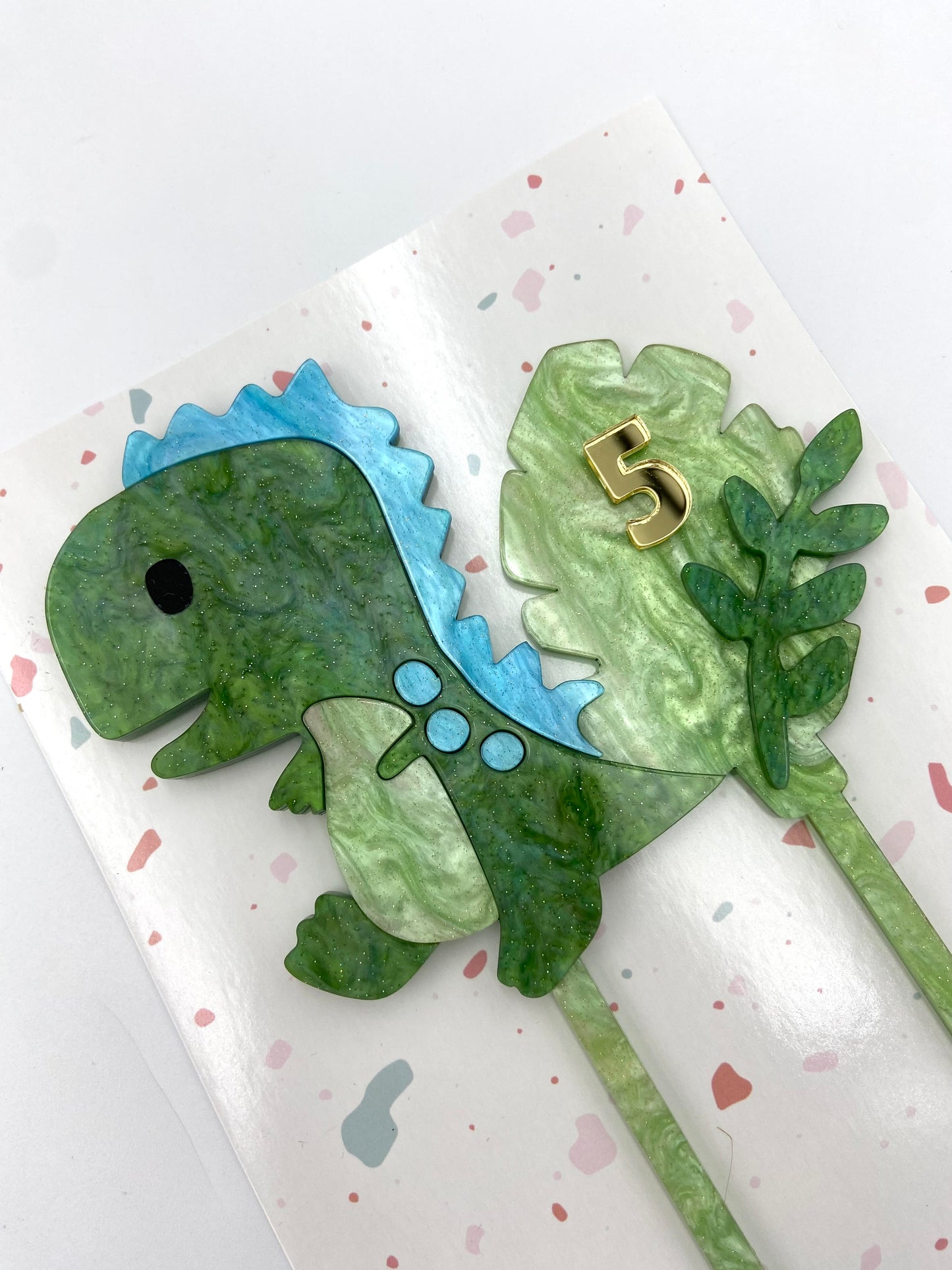 Dinosaur acrylic cake topper