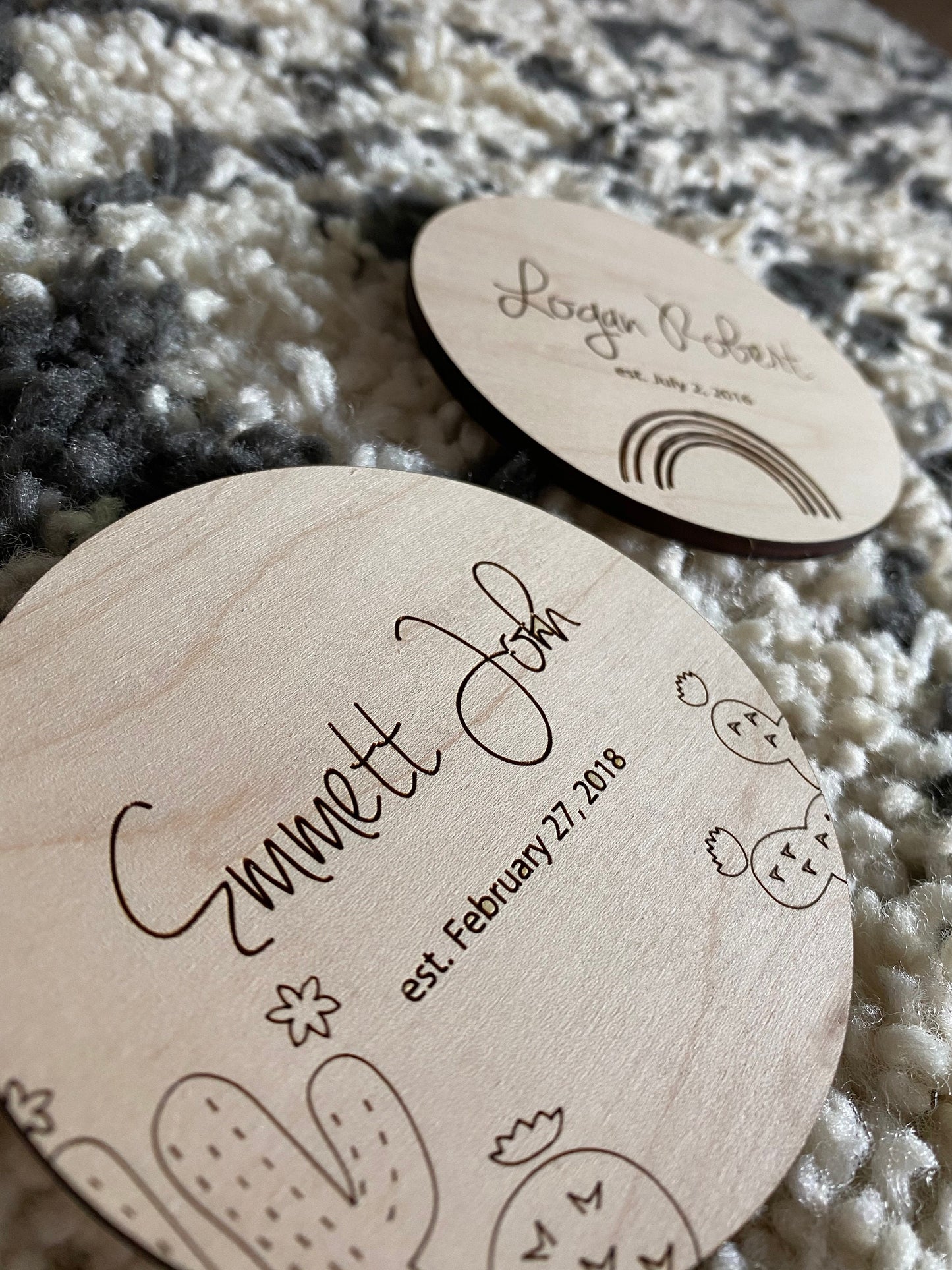 Birth announcement wooden newborn photo prop