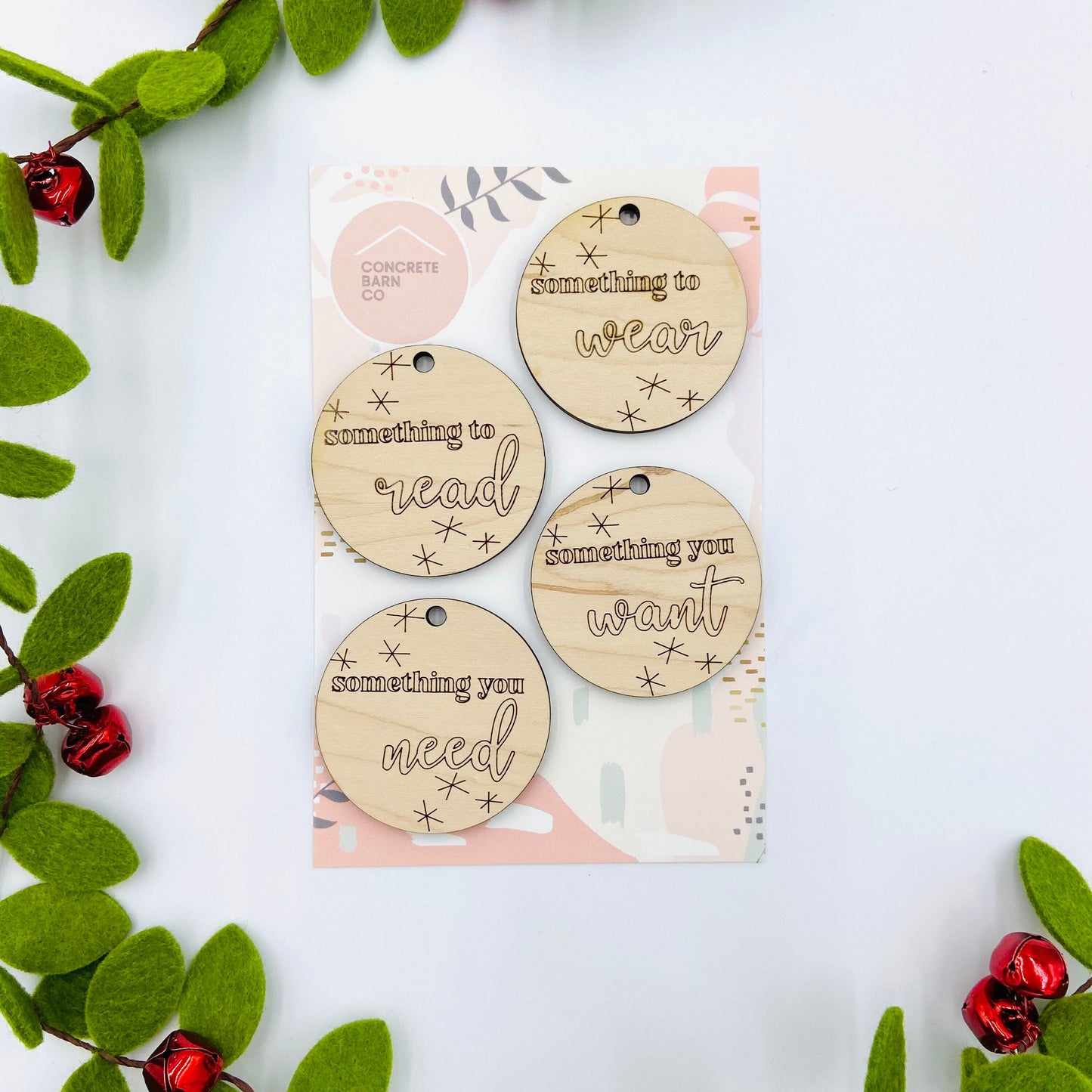 Laser cut gift tags- something you want/need, something to wear/read