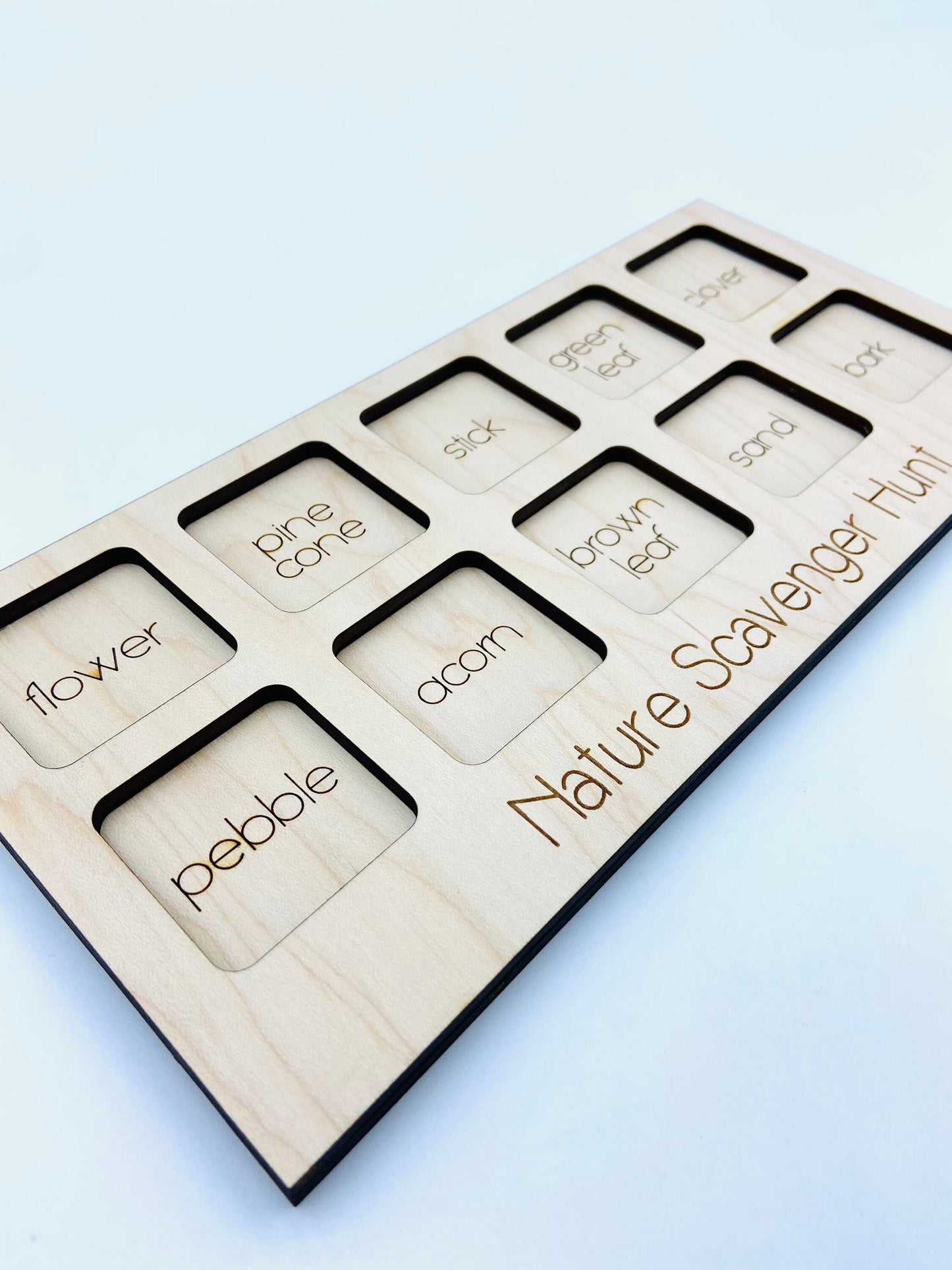 Wooden scavenger hunt tray