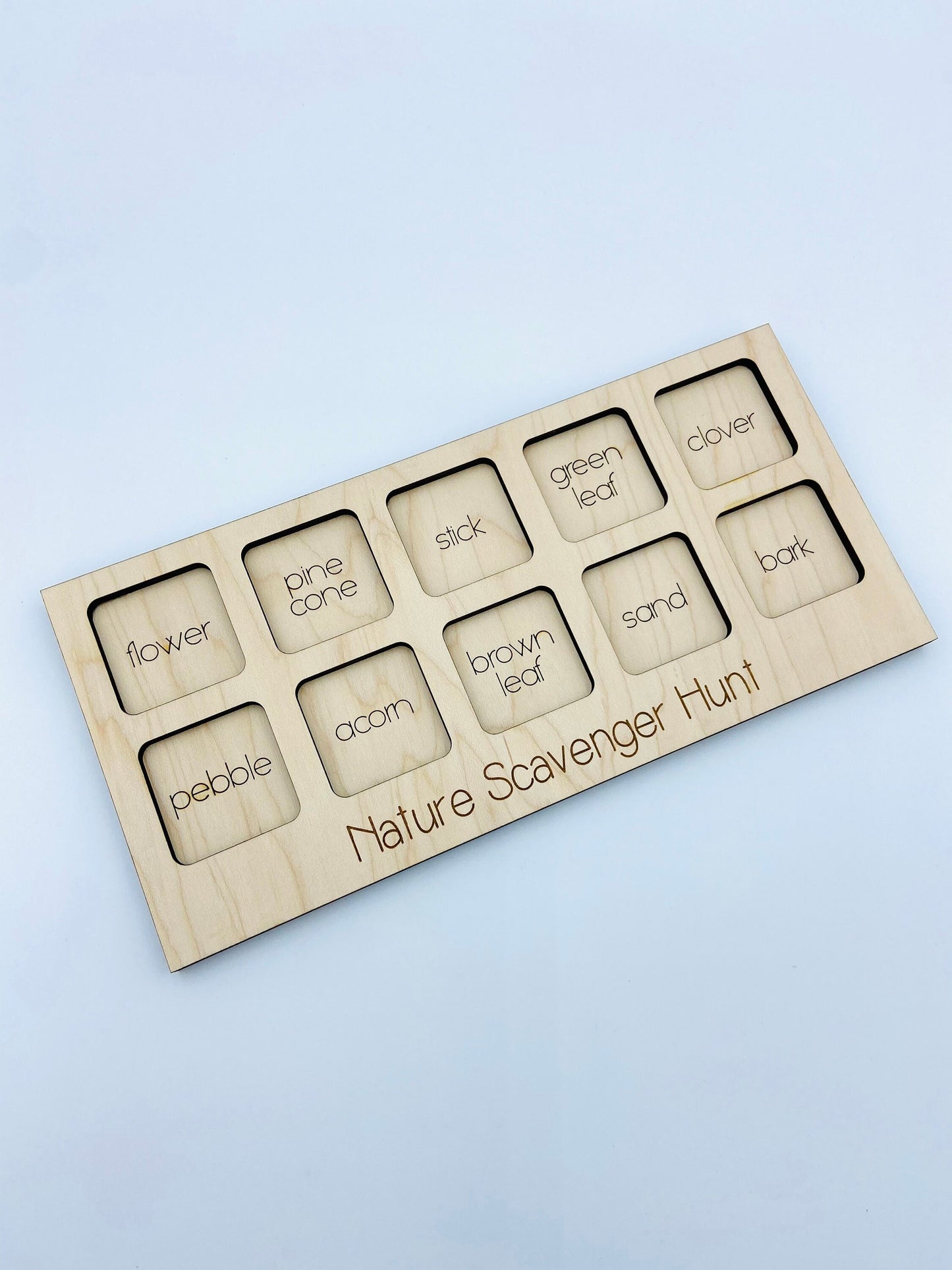 Wooden scavenger hunt tray