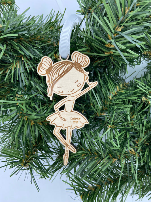 Ballerina custom engraved Christmas ornament