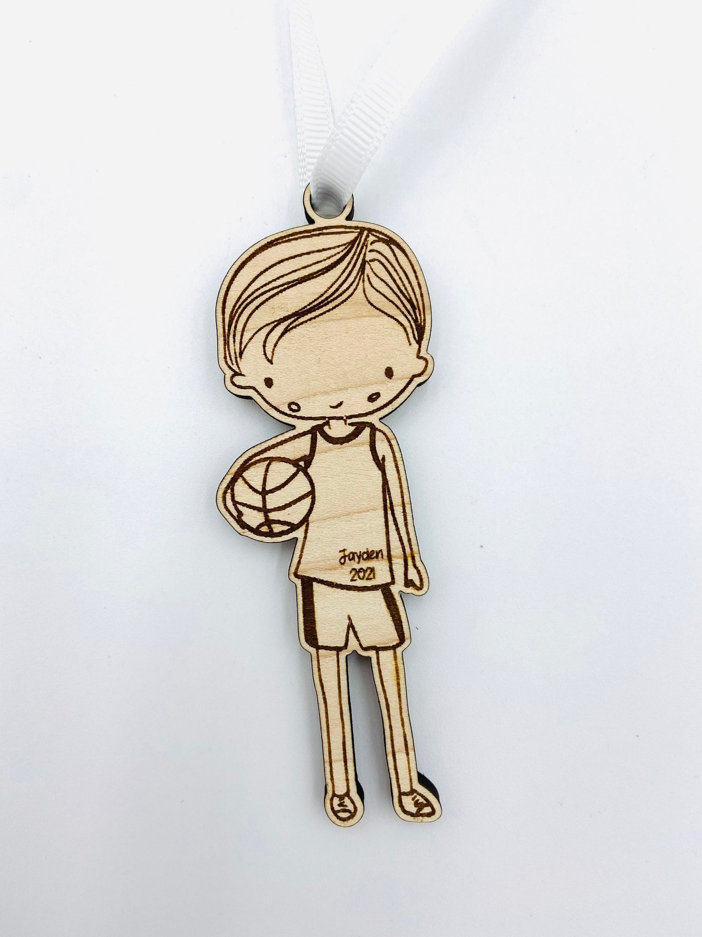 Basketball player custom engraved Christmas ornament