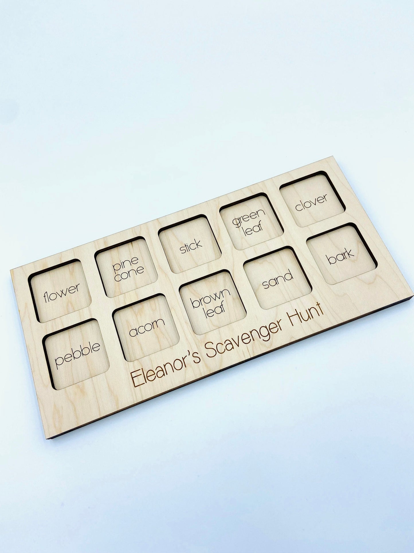 Wooden scavenger hunt tray