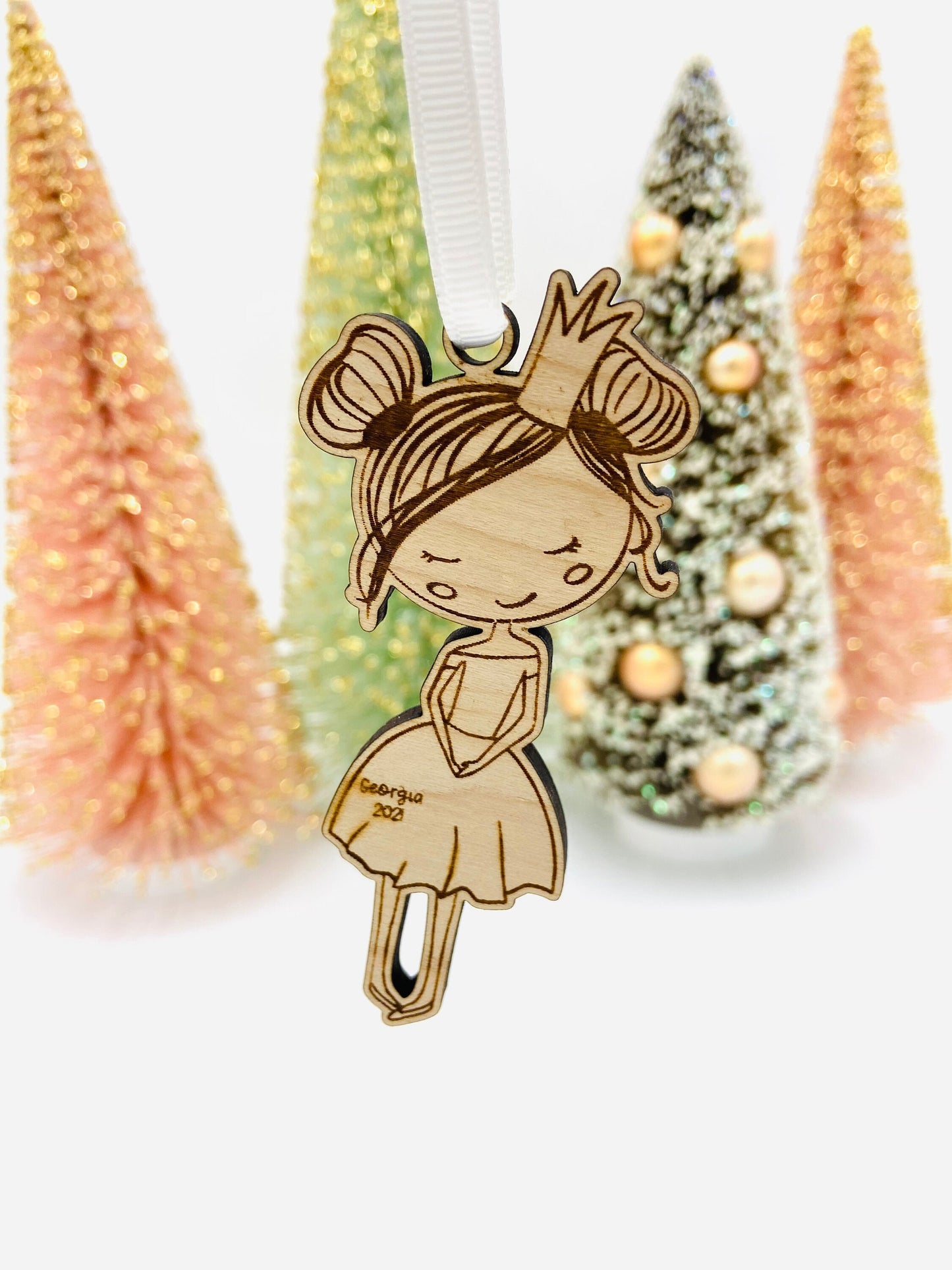 Princess custom engraved Christmas ornament