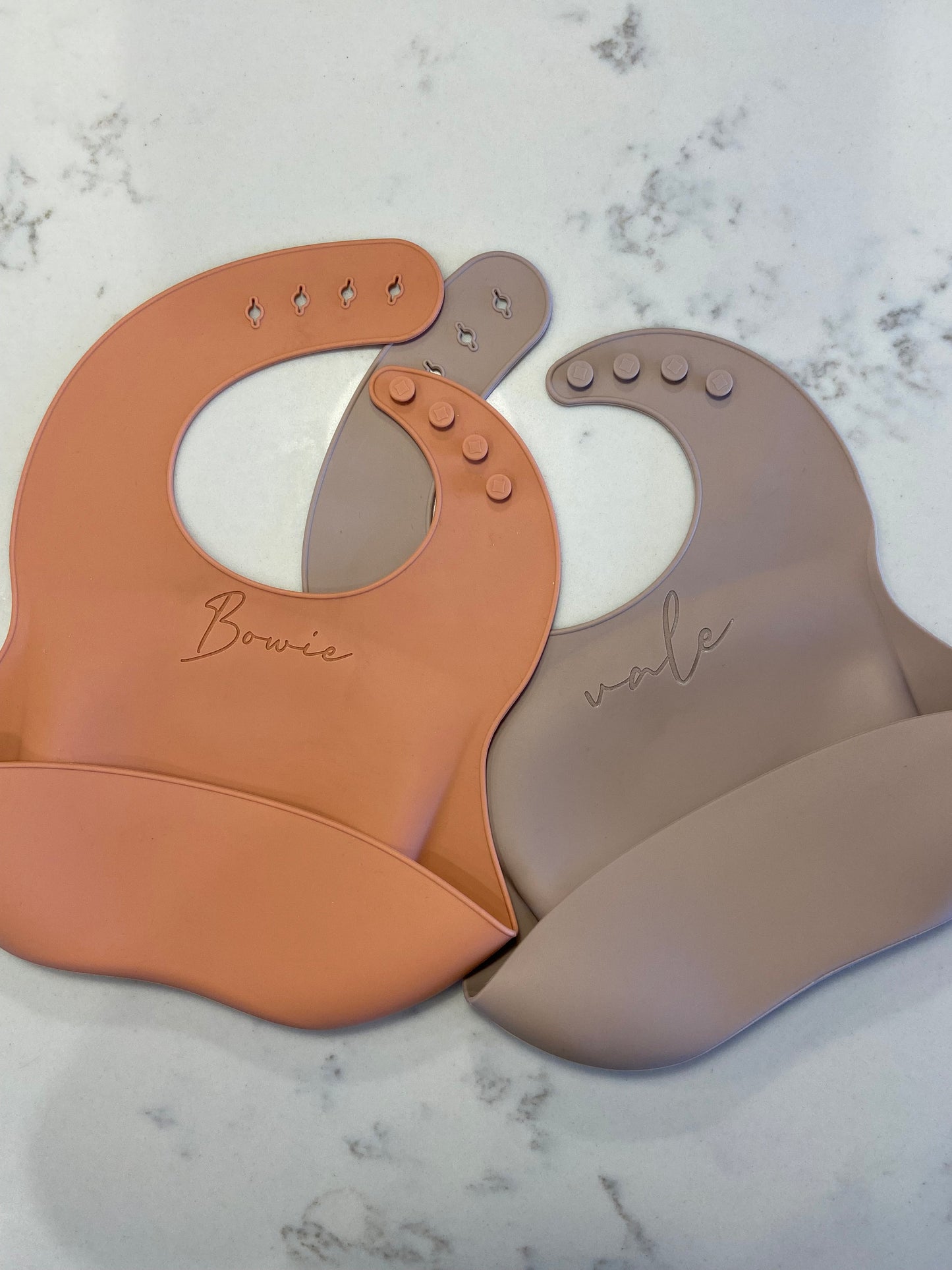 Custom engraved silicone baby/toddler bib