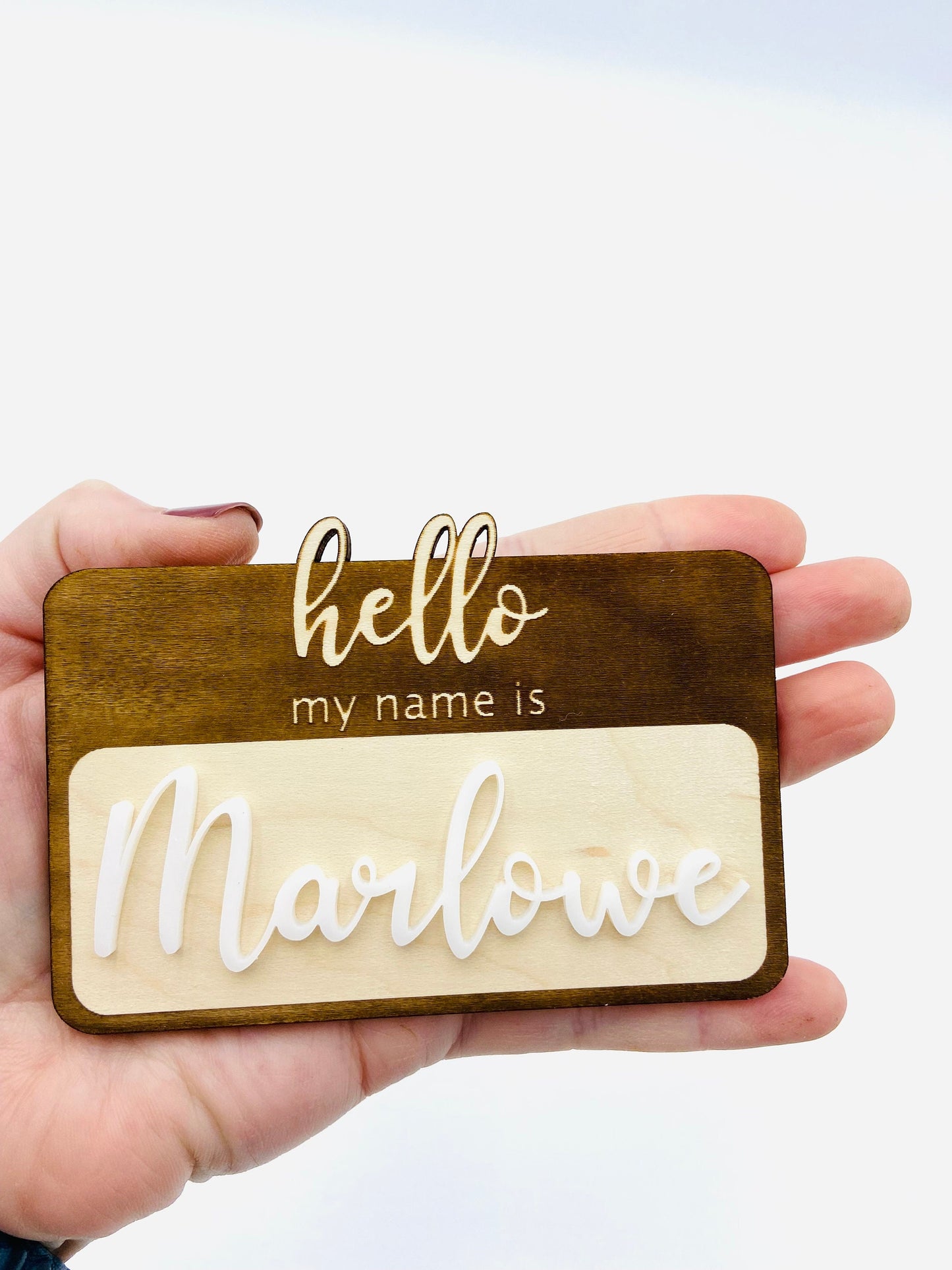 Name announcement photo prop- hello my name is