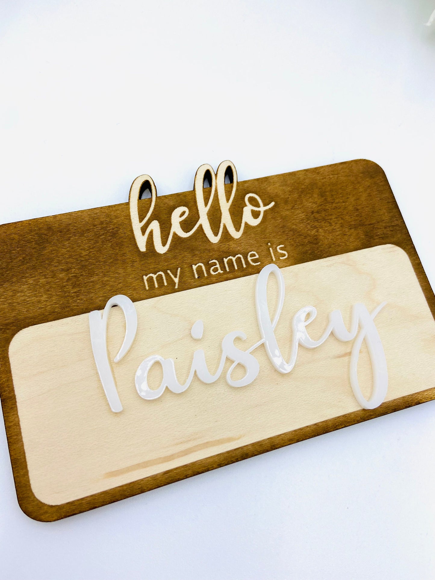 Name announcement photo prop- hello my name is