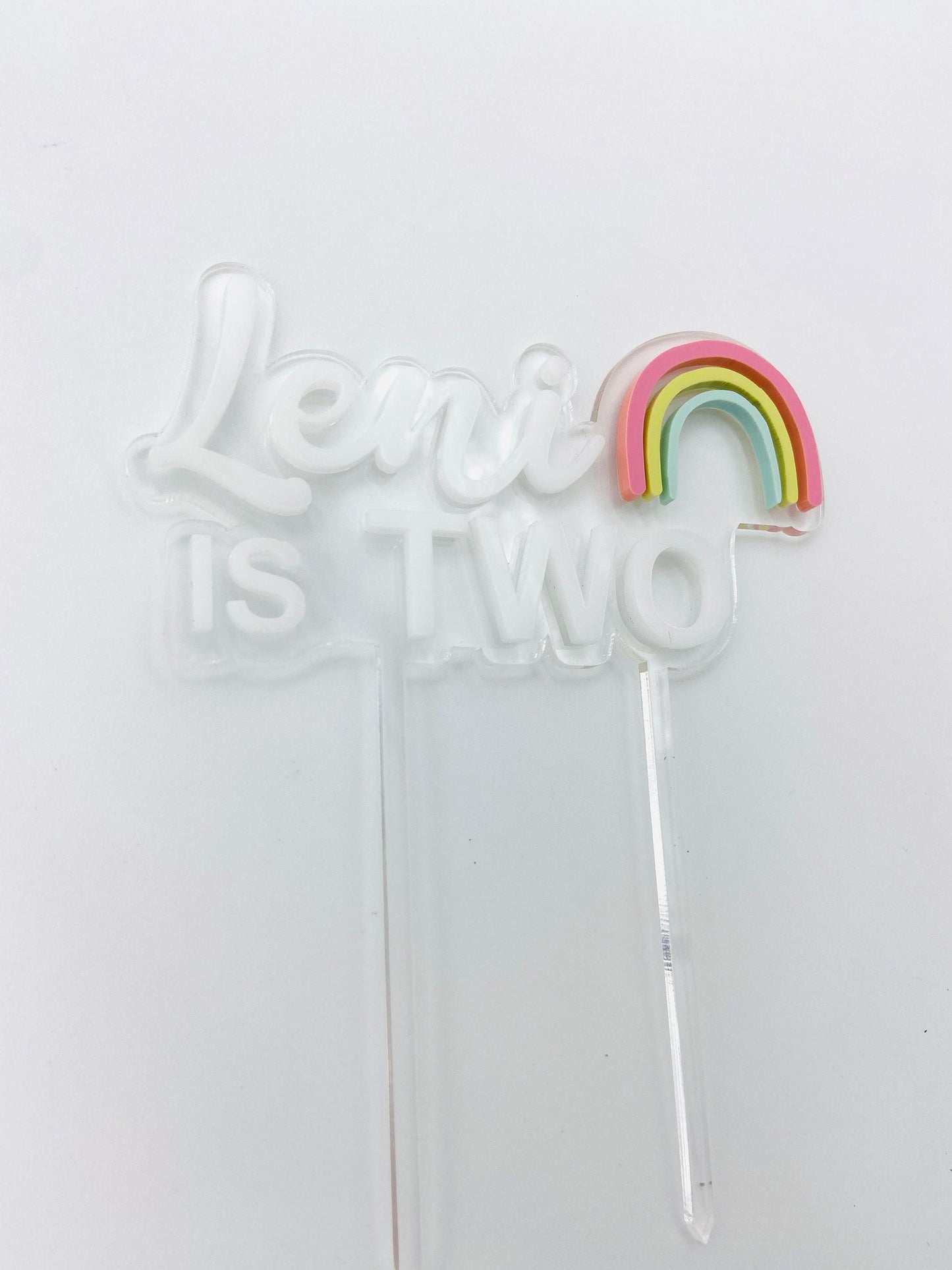 Rainbow acrylic birthday cake topper