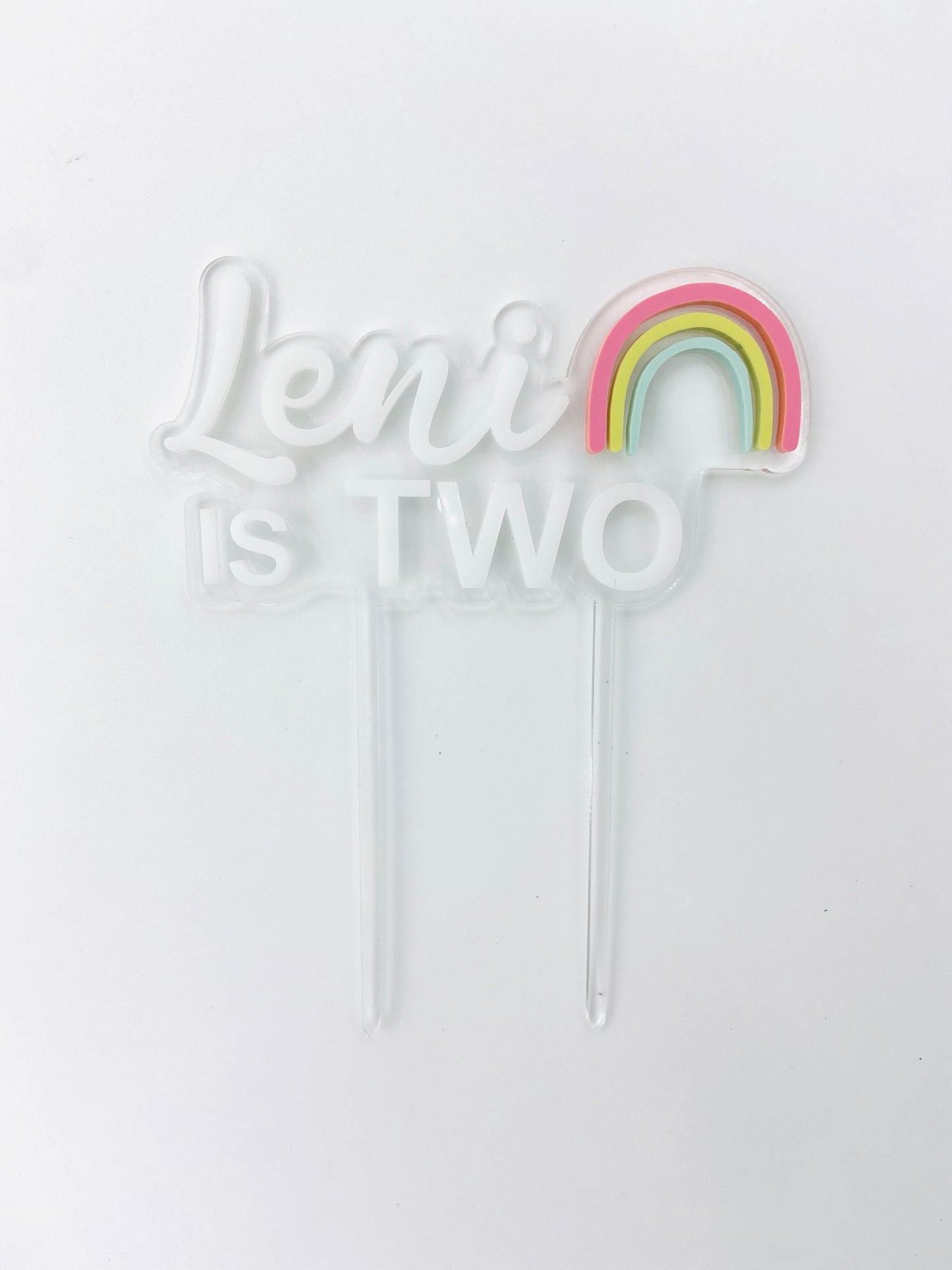 Rainbow acrylic birthday cake topper