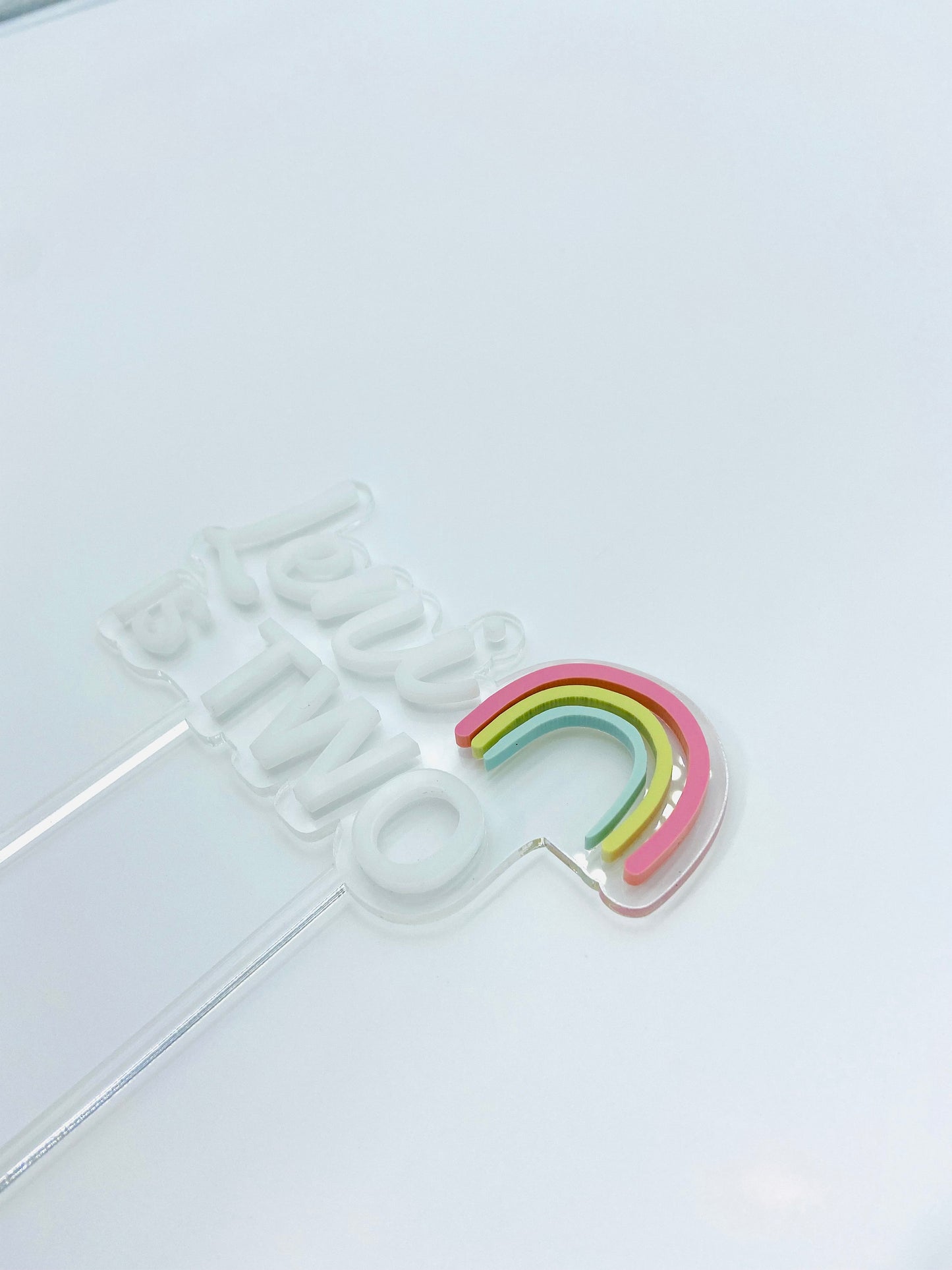 Rainbow acrylic birthday cake topper